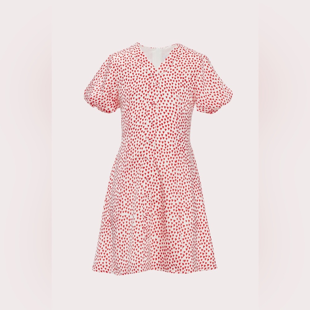 Milly Aspen Heart Print Silk Dress
